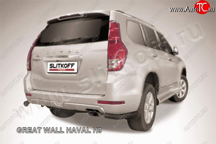 5 999 р. Защита заднего бампера из уголков d76 Slitkoff Haval H9 дорестайлинг (2015-2017) (Цвет: серебристый)  с доставкой в г. Таганрог