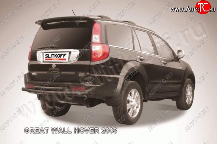 8 449 р. Защита заднего бампера Slitkoff (труба d57/d57) Great Wall Hover  1-ый рестайлинг (2010-2014) (Цвет: серебристый)  с доставкой в г. Таганрог