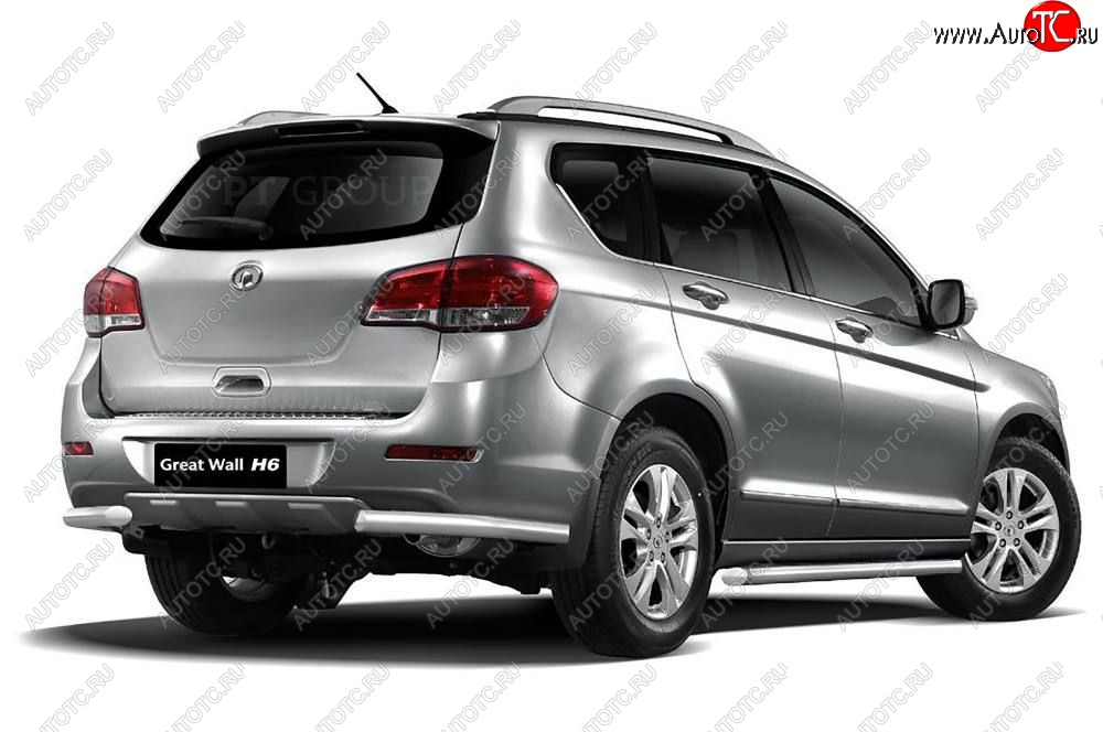 10 649 р. Защита заднего бампера Petroil Tuning (уголки, d63) Great Wall Hover H6 (2012-2016) (Нержавейка)  с доставкой в г. Таганрог