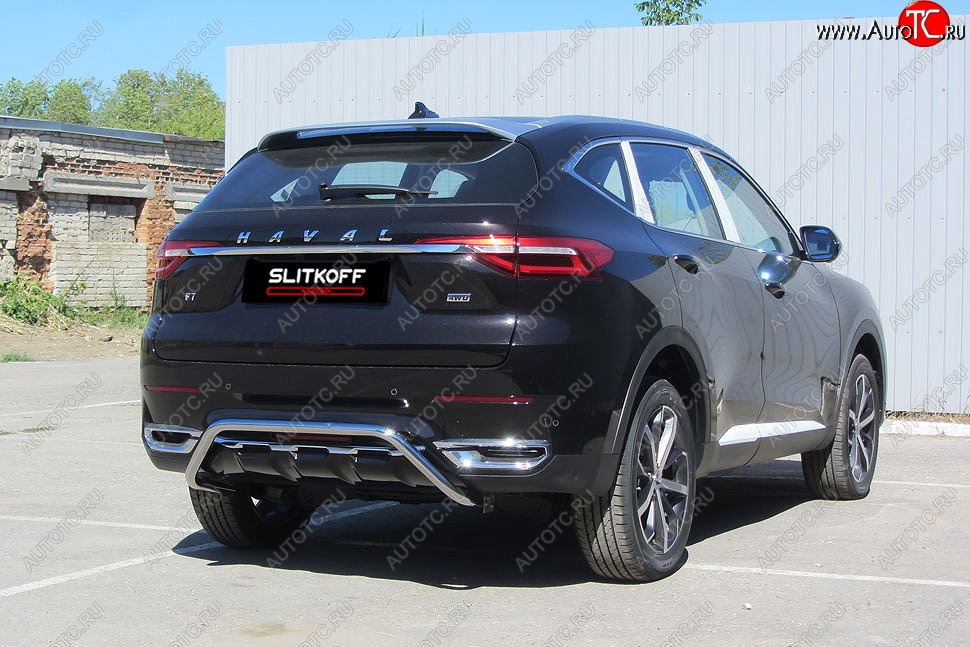 15 549 р. Защита заднего бампера (Ø42 мм, нержавейка) Slitkoff Haval F7x дорестайлинг (2019-2022)  с доставкой в г. Таганрог