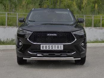 13 999 р. Защита переднего бампера (Ø42 мм, нержавейка, 4WD) SLITKOFF  Haval F7x (2019-2022) дорестайлинг (полированная нержавейка)  с доставкой в г. Таганрог. Увеличить фотографию 1