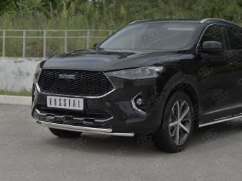 13 999 р. Защита переднего бампера (Ø42 мм, нержавейка, 4WD) SLITKOFF  Haval F7x (2019-2022) дорестайлинг (полированная нержавейка)  с доставкой в г. Таганрог. Увеличить фотографию 2