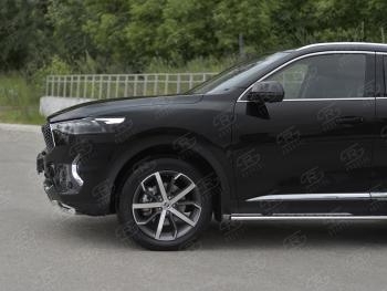 13 999 р. Защита переднего бампера (Ø42 мм, нержавейка, 4WD) SLITKOFF Haval F7x  дорестайлинг (2019-2022) (полированная нержавейка)  с доставкой в г. Таганрог. Увеличить фотографию 4