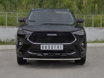 11 199 р. Защита переднего бампера (Ø42 мм, нержавейка, 4WD) SLITKOFF  Haval F7x (2019-2022)  дорестайлинг  с доставкой в г. Таганрог. Увеличить фотографию 1