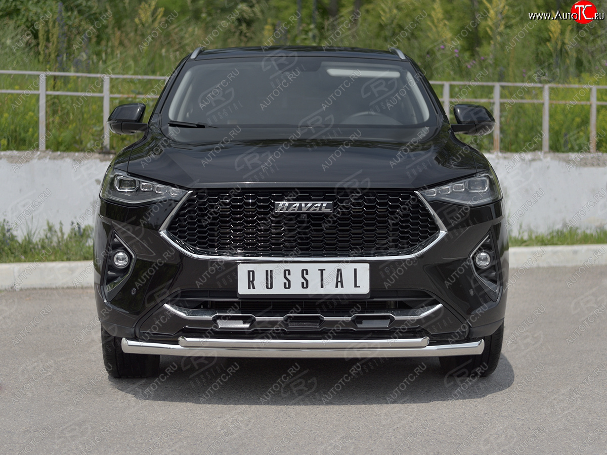 14 999 р. Защита переднего бампера (Ø63 мм секции, нержавейка, 1.5 4WD) SLITKOFF Haval F7x  дорестайлинг (2019-2022)  с доставкой в г. Таганрог