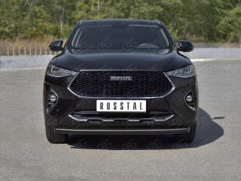 9 999 р. Защита переднего бампера (1.5 4WD Ø57 мм) SLITKOFF Haval F7x  дорестайлинг (2019-2022) (нержавейка с полимерным покрытием, черный)  с доставкой в г. Таганрог. Увеличить фотографию 4