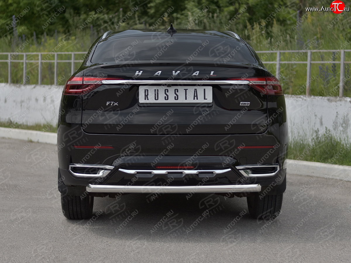 12 949 р. Защита заднего бампера (Ø63 мм, нержавейка) SLITKOFF  Haval F7x (2019-2022) дорестайлинг  с доставкой в г. Таганрог