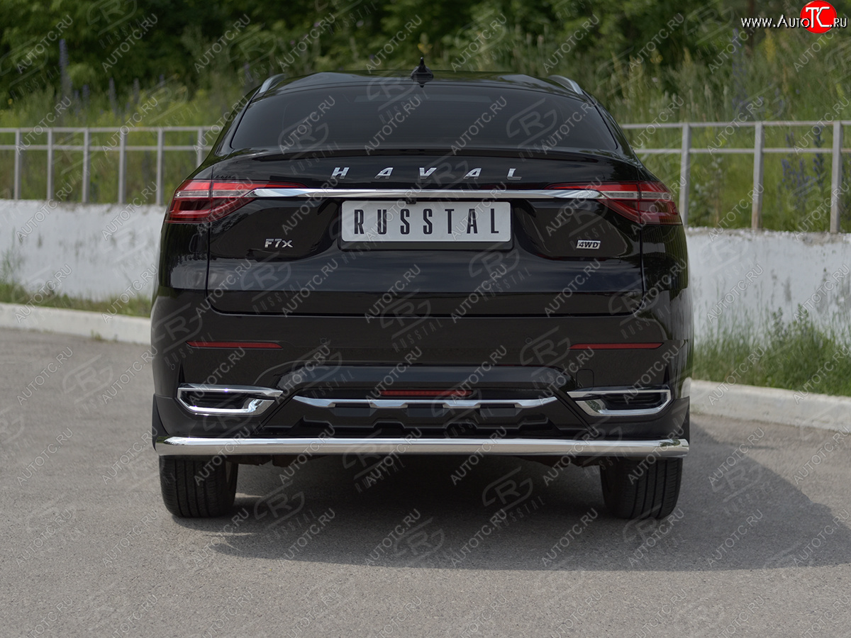 12 849 р. Защита заднего бампера (Ø63 мм, нержавейка) SLITKOFF  Haval F7x (2019-2022)  дорестайлинг  с доставкой в г. Таганрог