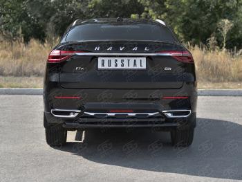 12 349 р. Защита заднего бампера (1.5 4WD Ø57 дуга/Ø42 дуга)  Haval F7x (2019-2022)  дорестайлинг (нержавейка с полимерным покрытием, черный)  с доставкой в г. Таганрог. Увеличить фотографию 2