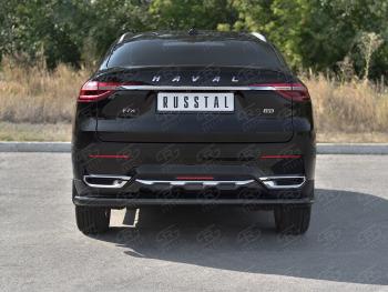 9 399 р. Защита заднего бампера (1.5 4WD Ø57 мм) SLITKOFF Haval F7x дорестайлинг (2019-2022) (нержавейка с полимерным покрытием, черный)  с доставкой в г. Таганрог. Увеличить фотографию 2