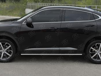 23 749 р. Защита порогов (Ø75x42 мм, с проступью) Russtal Haval F7x  дорестайлинг (2019-2022) (полированная нержавейка)  с доставкой в г. Таганрог. Увеличить фотографию 2