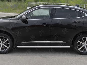 17 649 р. Защита порогов (Ø63 мм) SLITKOFF  Haval F7x (2019-2022)  дорестайлинг (полированная нержавейка, торцы с пластиковыми заглушками)  с доставкой в г. Таганрог. Увеличить фотографию 2