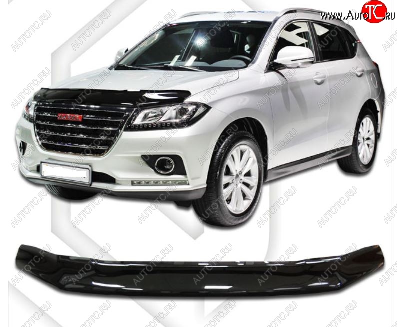 2 159 р. Дефлектор капота CA-Plastic  Haval H2 (2014-2021) (Classic черный, Без надписи)  с доставкой в г. Таганрог