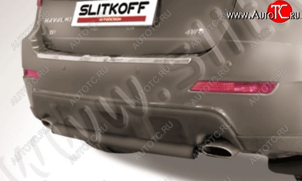 5 999 р. Защита заднего бампера Slitkoff (d57, короткая)  Haval H2 (2014-2021) (Сталь с полимерным покрытием. Цвет: чёрный)  с доставкой в г. Таганрог