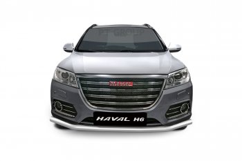 14 299 р. Защита переднего бампера одинарная из трубы d63 мм Petroil Tuning Haval H6 (2013-2020) (Нержавеющая полированная сталь)  с доставкой в г. Таганрог. Увеличить фотографию 2