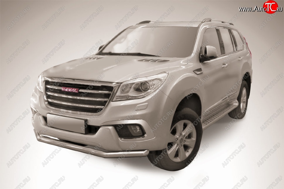 13 199 р. Защита переднего бампера Slitkoff (d57 мм)  Haval H9 (2017-2019) 1-ый рестайлинг (Нержавеющая сталь)  с доставкой в г. Таганрог