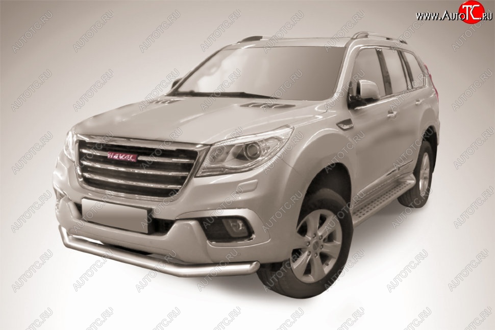 15 999 р. Защита переднего бампера Slitkoff (d76 мм)  Haval H9 (2017-2019) 1-ый рестайлинг (Нержавеющая сталь)  с доставкой в г. Таганрог