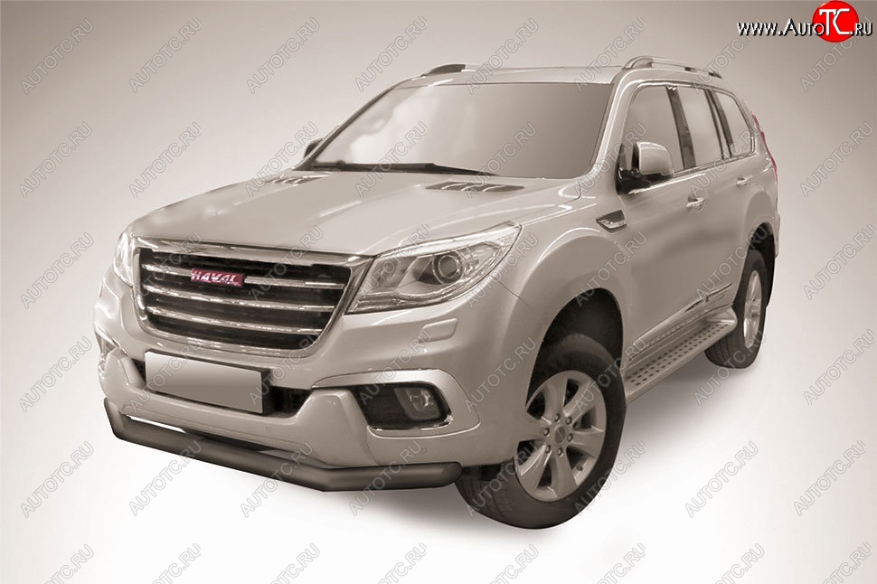 11 249 р. Защита переднего бампера Slitkoff (d76 мм)  Haval H9 (2017-2019) 1-ый рестайлинг (Сталь с полимерным покрытием. Цвет: чёрный)  с доставкой в г. Таганрог