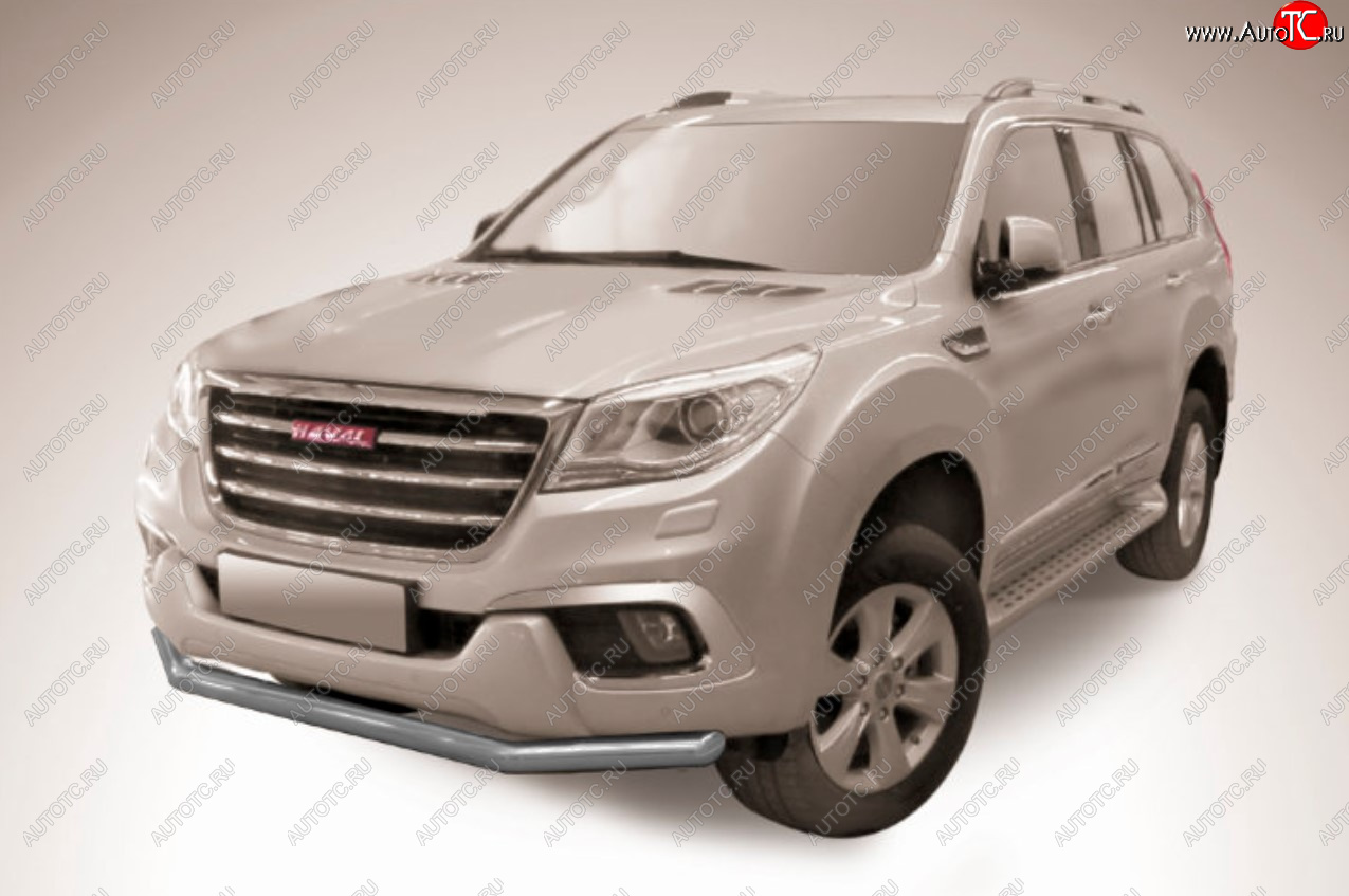 9 199 р. Защита переднего бампера Slitkoff (Ø 57 мм).  Haval H9 (2017-2019) 1-ый рестайлинг (Сталь с полимерным покрытием. Цвет: серебристый)  с доставкой в г. Таганрог