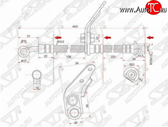 1 099 р. Левый передний тормозной шланг SAT (Таиланд) Honda Accord CL седан дорестайлинг (2002-2005)  с доставкой в г. Таганрог