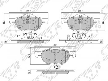 Колодки тормозные передние SAT Honda (Хонда) Accord (Аккорд)  7 CL (2002-2008) 7 CL седан дорестайлинг, седан рестайлинг