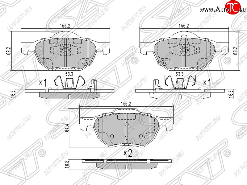 1 579 р. Колодки тормозные передние SAT Honda Accord CL седан дорестайлинг (2002-2005)  с доставкой в г. Таганрог