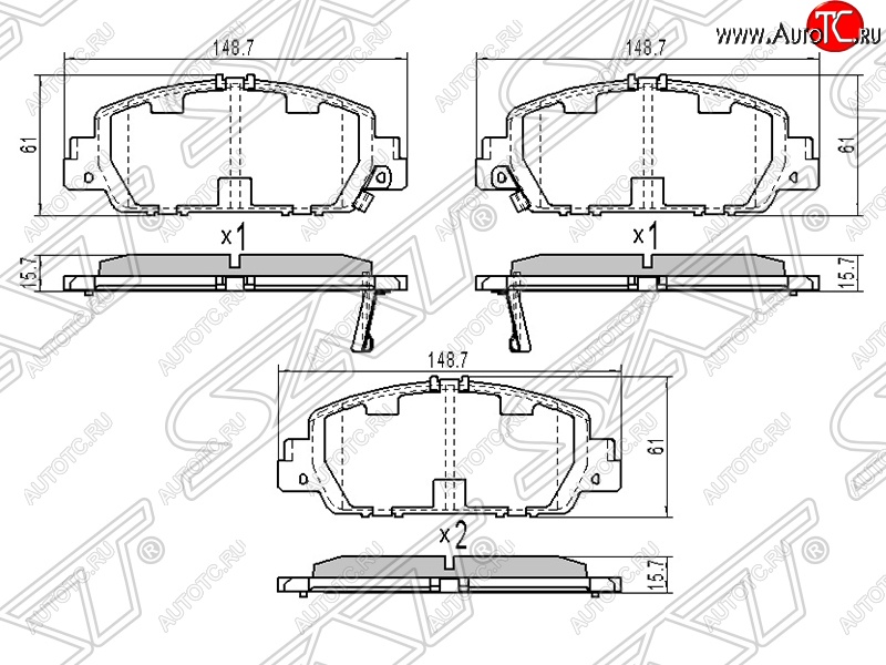 1 789 р. Колодки тормозные SAT (передние) Honda Accord CU седан дорестайлинг (2008-2011)  с доставкой в г. Таганрог