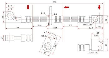 Тормозной шланг передний SAT (правый) Honda Fit 1 GD дорестайлинг (2001-2004)