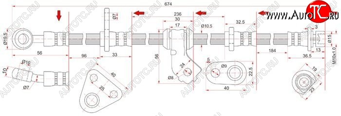 1 689 р. Тормозной шланг передний SAT (правый) Honda Integra DB6,DB7,DB8,DB9 седан дорестайлинг (1993-1995)  с доставкой в г. Таганрог