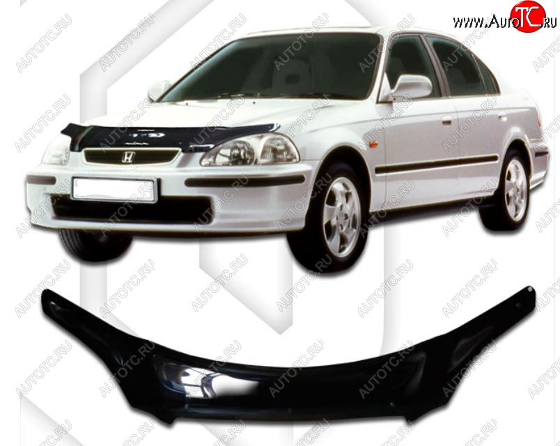 2 159 р. Дефлектор капота (EK2, EK3, EK4, EK9) CA-Plastic  Honda Civic  EJ,EK,EM (1995-1998) седан дорестайлинг, хэтчбэк 3 дв. дорестайлинг (Classic черный, Без надписи)  с доставкой в г. Таганрог