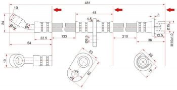 Тормозной шланг задний SAT (LH=RH) Isuzu Gemeni JM4, JM5, JM6 (1997-2000)