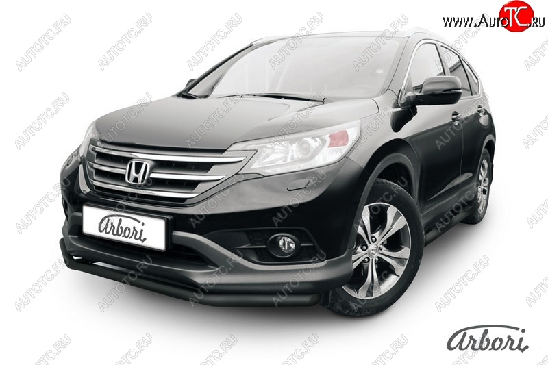 6 209 р. Защита переднего бампера Arbori (черная, 1 труба d57 mm). Honda CR-V RM1,RM3,RM4 дорестайлинг (2012-2015)  с доставкой в г. Таганрог