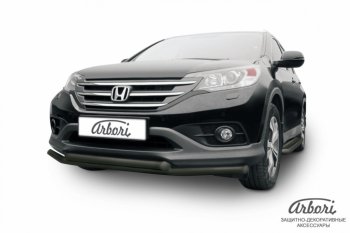 7 199 р. Защита переднего бампера Arbori (черная, 1 труба d76 mm).  Honda CR-V  RM1,RM3,RM4 (2012-2015) дорестайлинг  с доставкой в г. Таганрог. Увеличить фотографию 1