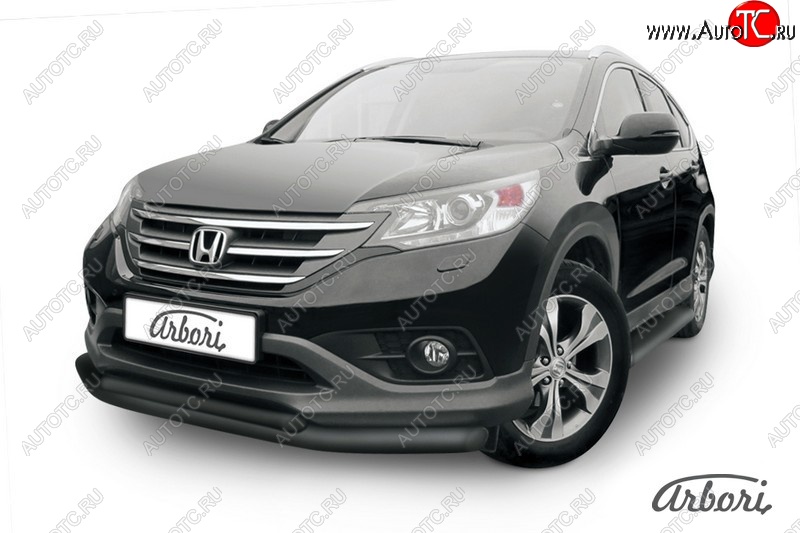 8 459 р. Защита переднего бампера Arbori (черная, 2 трубы d76 и 57 mm) Honda CR-V RM1,RM3,RM4 дорестайлинг (2012-2015)  с доставкой в г. Таганрог