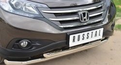 16 949 р. Защита переднего бампера (2 трубыØ63 мм, нержавейка) SLITKOFF  Honda CR-V  RM1,RM3,RM4 (2012-2015) дорестайлинг  с доставкой в г. Таганрог. Увеличить фотографию 2