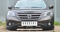 16 949 р. Защита переднего бампера (2 трубыØ63 мм, нержавейка) SLITKOFF  Honda CR-V  RM1,RM3,RM4 (2012-2015) дорестайлинг  с доставкой в г. Таганрог. Увеличить фотографию 1