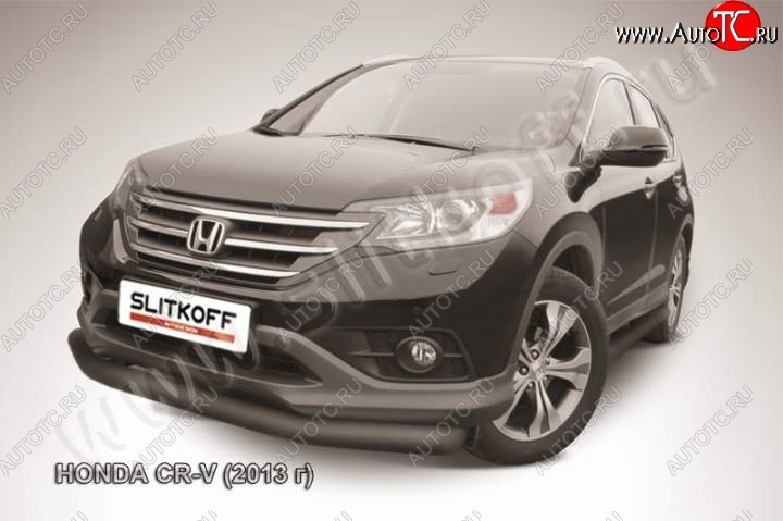 10 499 р. Защита переднего бампера из трубы d76 Slitkoff (дуга)  Honda CR-V  RM1,RM3,RM4 (2012-2015) дорестайлинг (Цвет: серебристый)  с доставкой в г. Таганрог