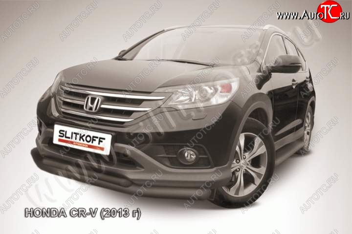 12 599 р. Защита переднего бампера из труб d76+d57 Slitkoff (двойная) Honda CR-V RM1,RM3,RM4 дорестайлинг (2012-2015) (Цвет: серебристый)  с доставкой в г. Таганрог