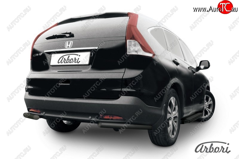 5 399 р. Защита заднего бампера Arbori (уголки, черная, 1 труба d57 mm). Honda CR-V RM1,RM3,RM4 дорестайлинг (2012-2015)  с доставкой в г. Таганрог