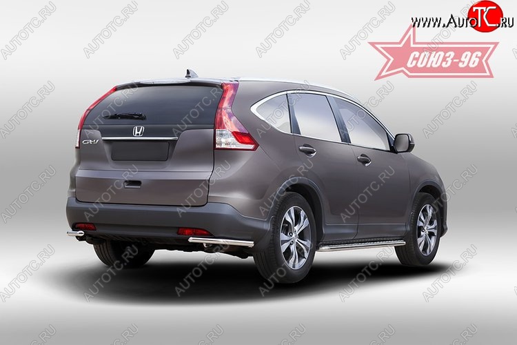 8 189 р. Защита заднего бампера из боковых уголков Souz-96 (d42) Honda CR-V RM1,RM3,RM4 дорестайлинг (2012-2015)  с доставкой в г. Таганрог