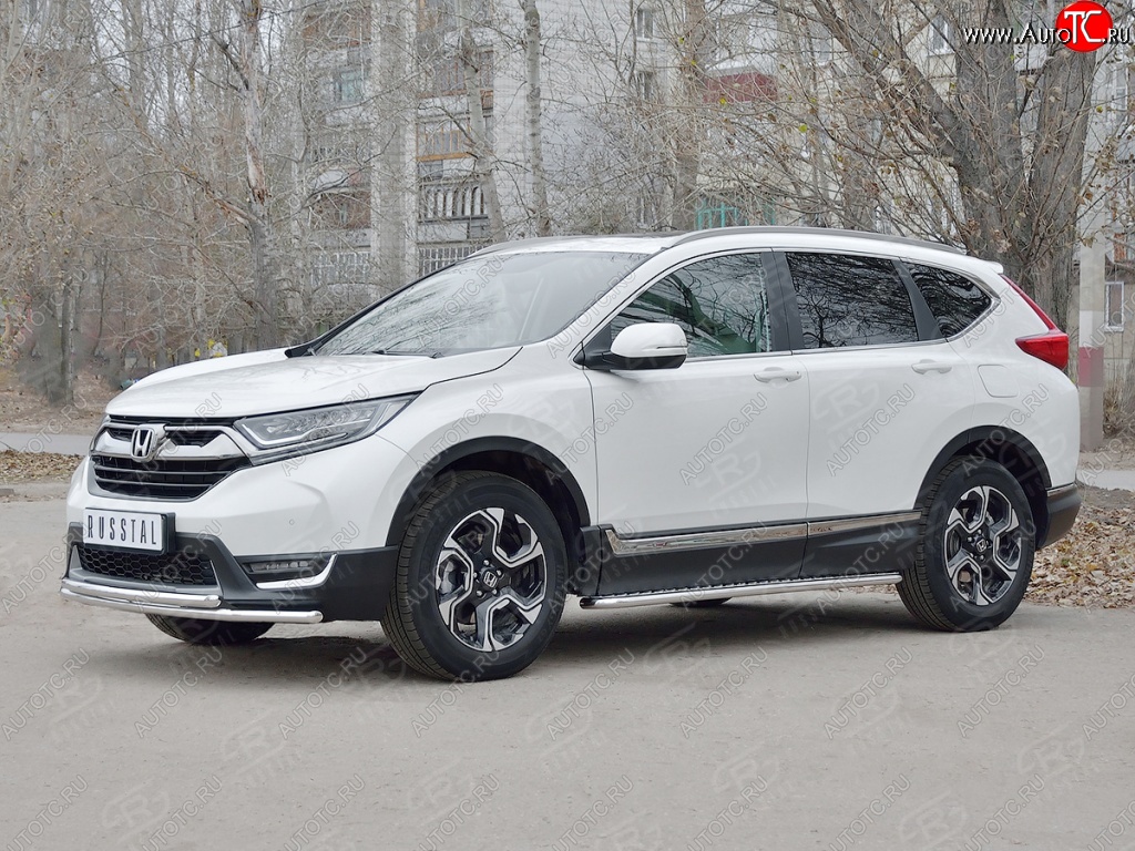 14 999 р. Защита переднего бампера (2 трубыØ42 мм, нержавейка) SLITKOFF  Honda CR-V  RW,RT (2016-2020) дорестайлинг  с доставкой в г. Таганрог