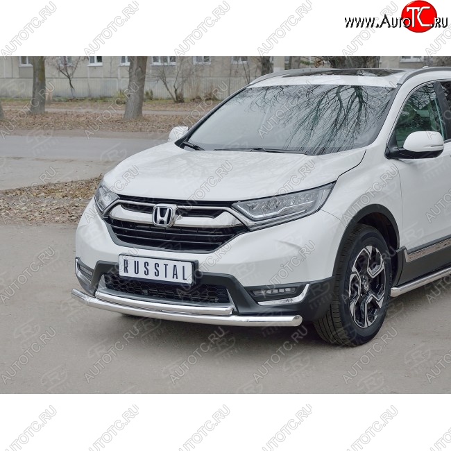 22 649 р. Защита переднего бампера (2 трубыØ63 и 42 мм, нержавейка) SLITKOFF  Honda CR-V  RW,RT (2016-2020) дорестайлинг  с доставкой в г. Таганрог