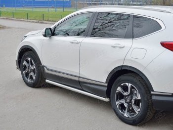 21 999 р. Защита порогов из круглой трубы диаметром 63 мм SLITKOFF v1  Honda CR-V  RW,RT (2016-2020) дорестайлинг  с доставкой в г. Таганрог. Увеличить фотографию 2