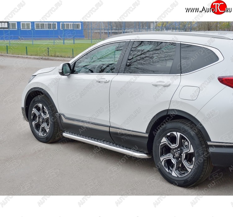 33 999 р. Широкая защита порогов из трубы диаметром 63 мм SLITKOFF v2  Honda CR-V  RW,RT (2016-2020) дорестайлинг  с доставкой в г. Таганрог