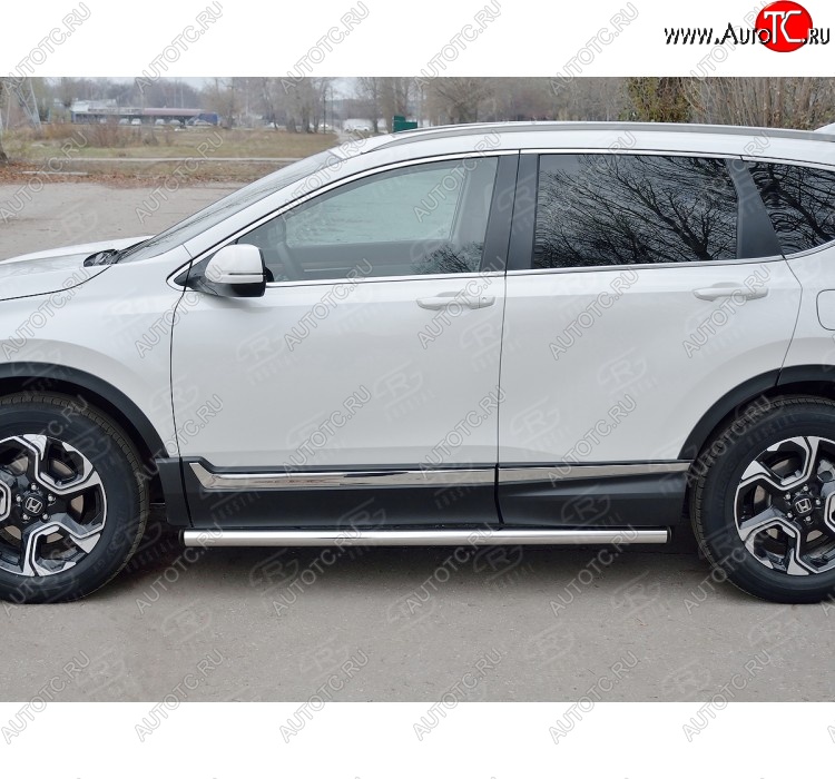 20 849 р. Защита порогов из круглой трубы диаметром 63 мм SLITKOFF v2  Honda CR-V  RW,RT (2016-2020) дорестайлинг  с доставкой в г. Таганрог