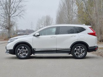 48 999 р. Широкая защита порогов из трубы диаметром 63 мм SLITKOFF v3  Honda CR-V  RW,RT (2016-2020) дорестайлинг  с доставкой в г. Таганрог. Увеличить фотографию 2