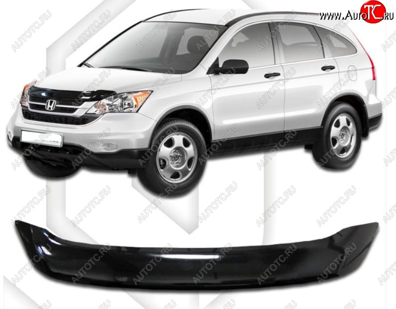 1 999 р. Дефлектор капота CA-Plastic  Honda CR-V  RE1,RE2,RE3,RE4,RE5,RE7 (2009-2012) рестайлинг (Classic черный, Без надписи)  с доставкой в г. Таганрог