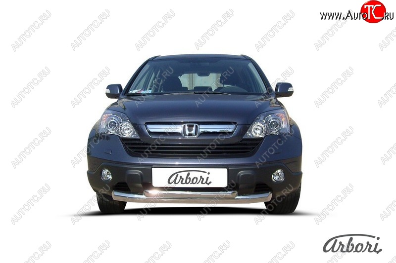 8 369 р. Защита переднего бампера Arbori (2 трубы d76 и 57 mm) Honda CR-V RE1,RE2,RE3,RE4,RE5,RE7 рестайлинг (2009-2012) (черная)  с доставкой в г. Таганрог