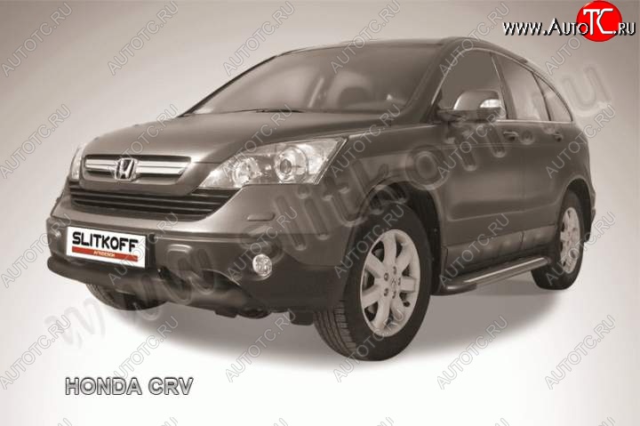 10 499 р. Защита переднего бампера из трубы d76 Slitkoff (дуга) Honda CR-V RE1,RE2,RE3,RE4,RE5,RE7 рестайлинг (2009-2012) (Цвет: серебристый)  с доставкой в г. Таганрог