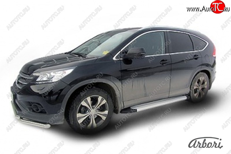 10 979 р. Порожки для ног Arbori Optima Silver  Honda CR-V  RM1,RM3,RM4 (2012-2018) дорестайлинг, рестайлинг  с доставкой в г. Таганрог